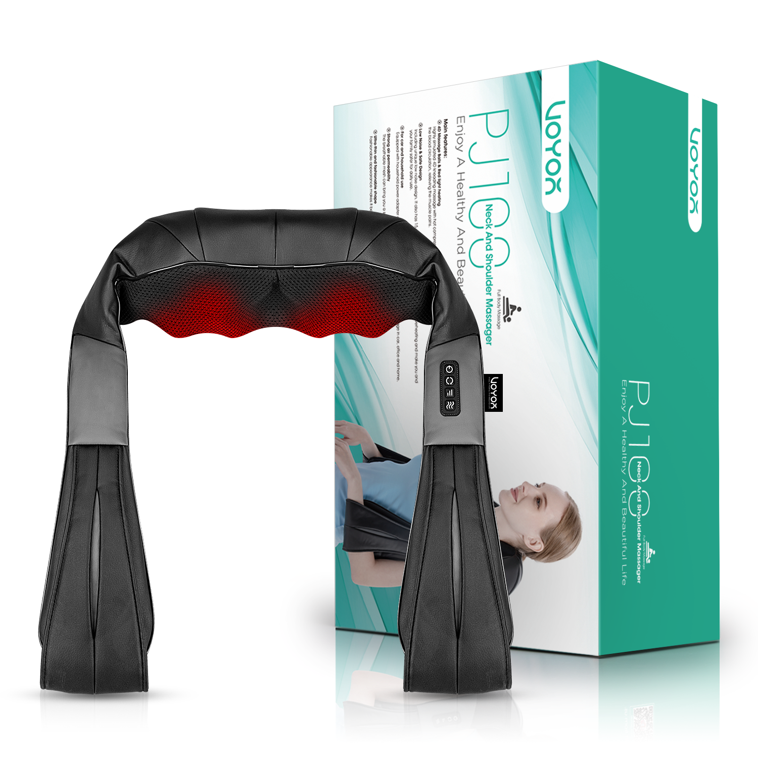 Nekteck Shiatsu Back and Neck Massager with Adjustable Heat and Strap, Deep