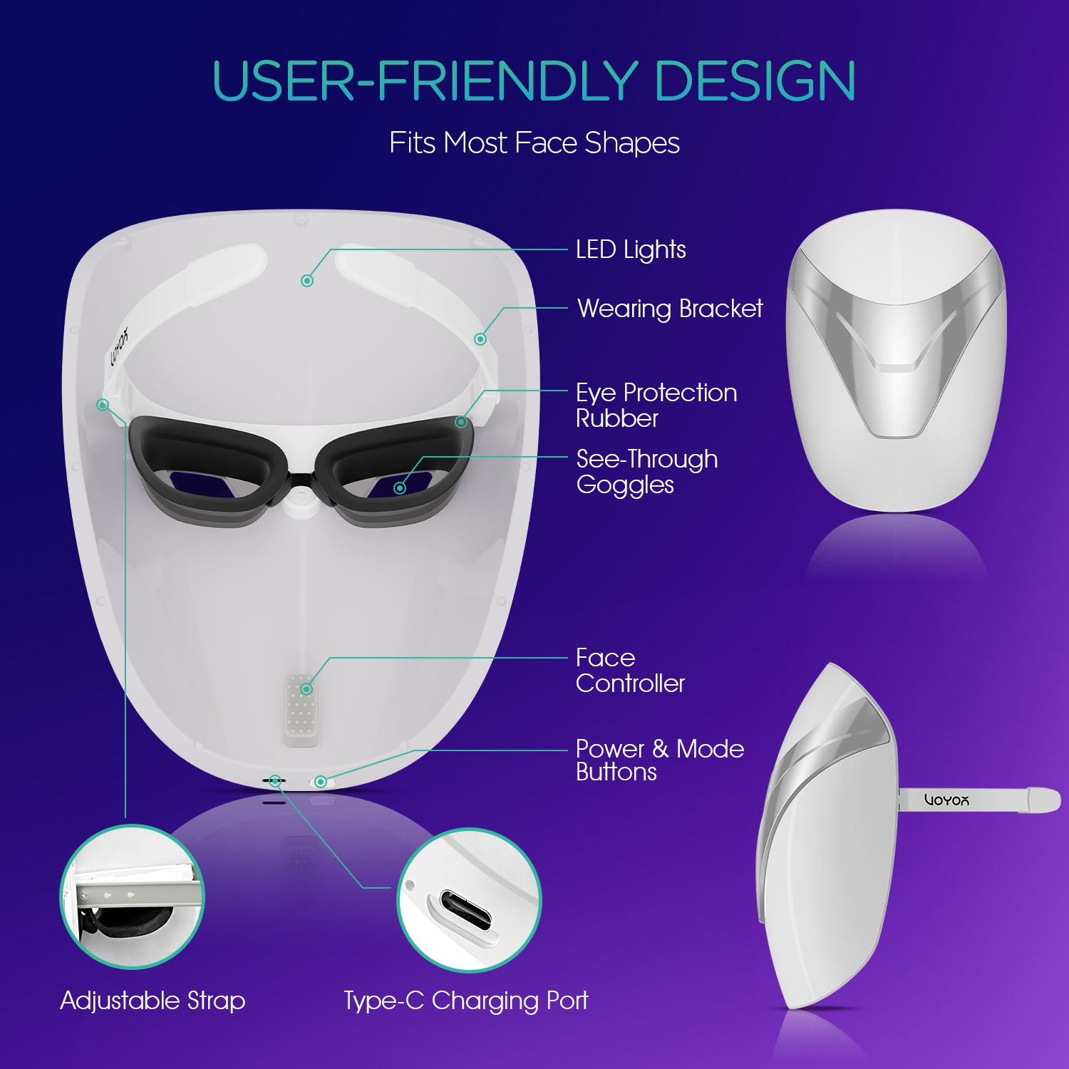 led goggles mask VOYOR LED Beauty Mask Professional Light Therapy Mask BM100